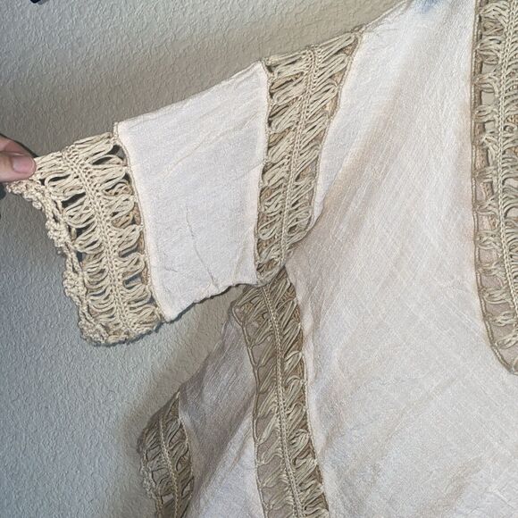 Women Boho Open Crochet Whimsy Lagenlook Artsy Cottagecore Fairycore Cover Up - Picture 2 of 8